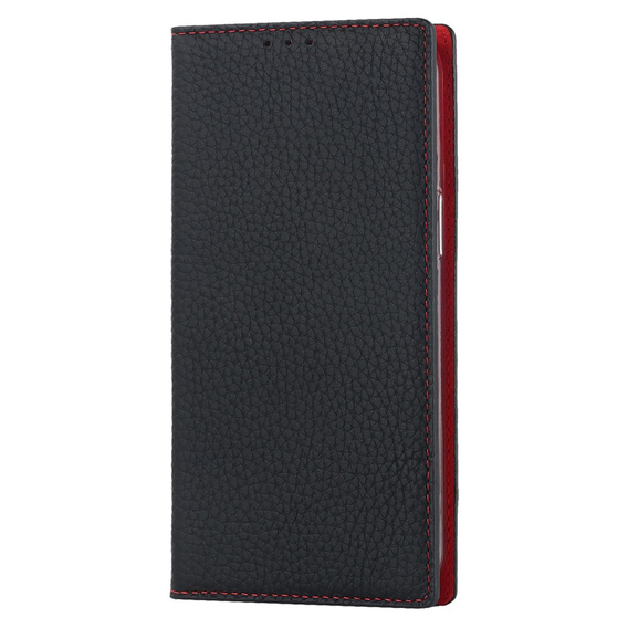 Cu clapetă pentru iPhone 15 Pro, Litchi Skin Grain, negru