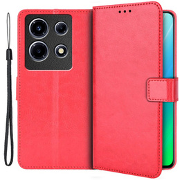 Cu clapetă pentru Infinix Note 30 VIP, Crazy Horse Wallet, roșu
