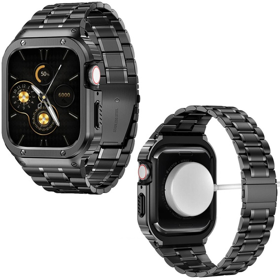Brățară din oțel cu carcasă pentru Apple Watch 7/8/9 45MM, negru