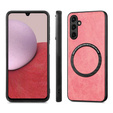 Huse pentru Samsung Galaxy A14 5G, Leather Hybrid MagSafe, roz