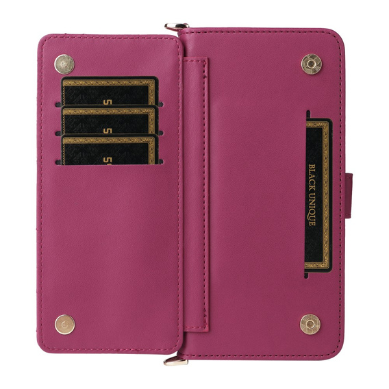 Carcasă cu clapetă pentru Oppo Reno 13F 5G, Crossbody Leather Wallet, maroon