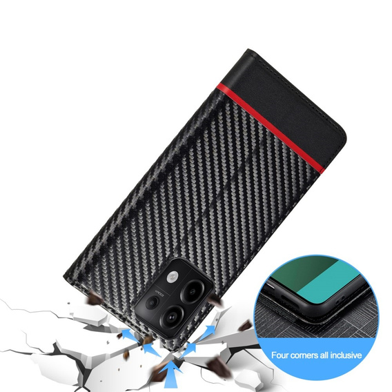 Carcasă cu clapetă pentru Xiaomi Redmi Note 13 5G, Carbon LC.IMEEKE, negru