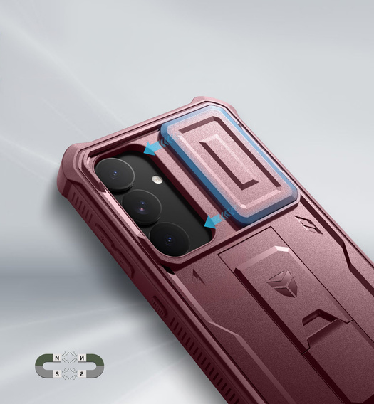 Husă blindată pentru Samsung Galaxy S25+ Plus, Dexnor Full Body (Two Frames), roșu