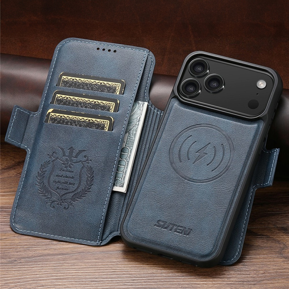 Husă flip 2 în 1 pentru iPhone 17 Pro Max, SUTENI, pentru MagSafe, albastru