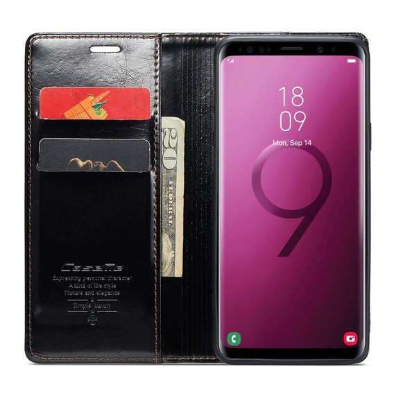 Carcasă flip CASEME pentru Samsung Galaxy S9, Waxy Textured, negru