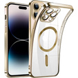Husă pentru iPhone 14 Pro, Electro MagSafe, de aur + Sticlă pentru ecran