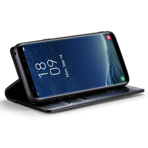 Carcasă flip CASEME pentru Samsung Galaxy S8+ Plus, Waxy Textured, negru