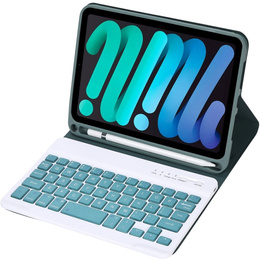 Carcasă cu tastatură bluetooth pentru iPad mini 8.3" 2021 (6 gen.) / iPad mini 8.3" 2024 (7 gen.), verde închis