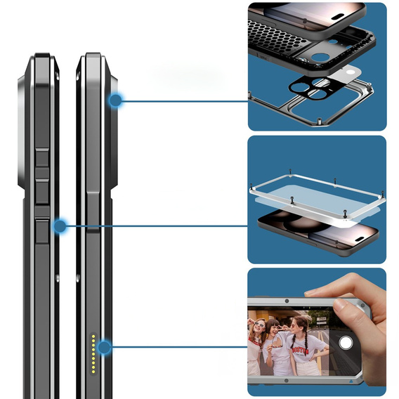 Carcasă blindată cu sticlă temperată încorporată pentru iPhone 17 Pro Max