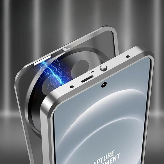 Husa pentru Xiaomi 14 Ultra, Magnetic Dual Glass, de argint