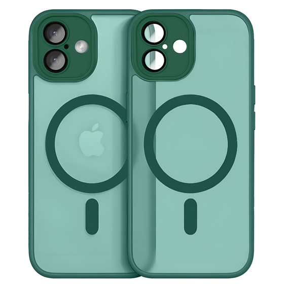 Husă pentru iPhone 16 Plus, pentru MagSafe, ERBORD Matt Case, verde + sticlă pentru ecran