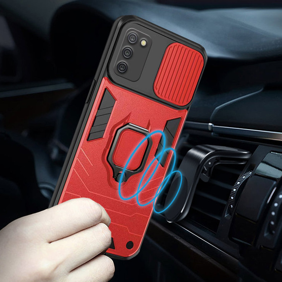 Husă pentru Samsung Galaxy A03s, KickStand Camera Lens, albastru