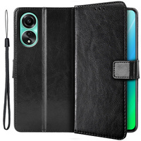 Cu clapetă pentru Oppo A78 4G, Crazy Horse Wallet, negru