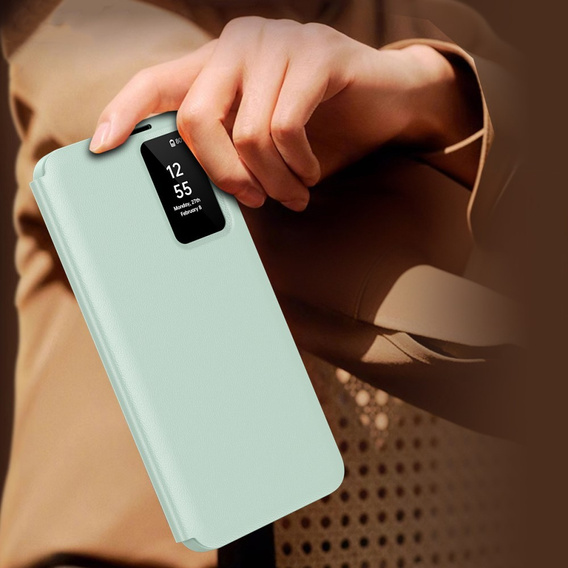 Husă cu clapetă pentru Samsung Galaxy S25+ Plus, Smart View Wallet, verde