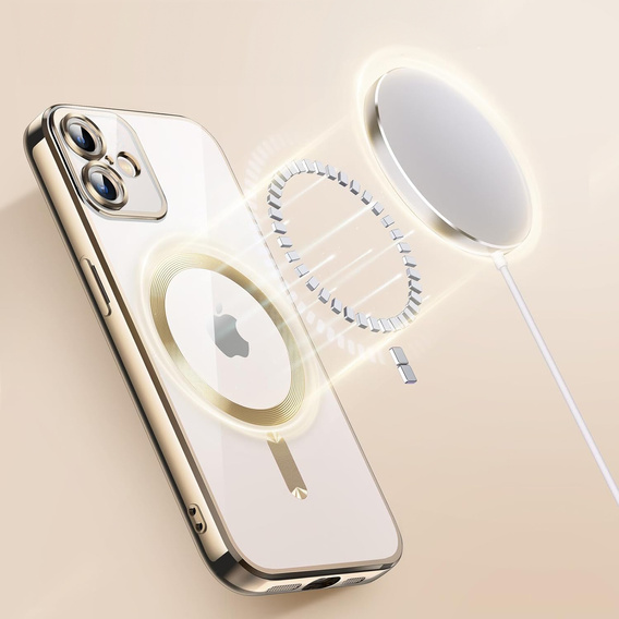 Husă pentru iPhone 16 Plus, Electro MagSafe, de aur + Sticlă pentru ecran