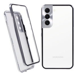 Husa pentru Samsung Galaxy S21, Magnetic Dual Glass, de argint