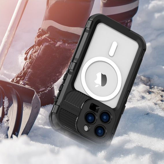 Carcasă impermeabilă IP68 pentru iPhone 14 Pro Max, SHELLBOX MagSafe, negru