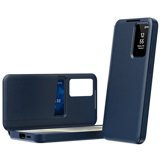Husă cu clapetă pentru Samsung Galaxy S25 Edge, Smart View Wallet, albastru