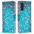 Cu clapetă pentru Samsung Galaxy A55 5G, Wallet, Sakura, albastru