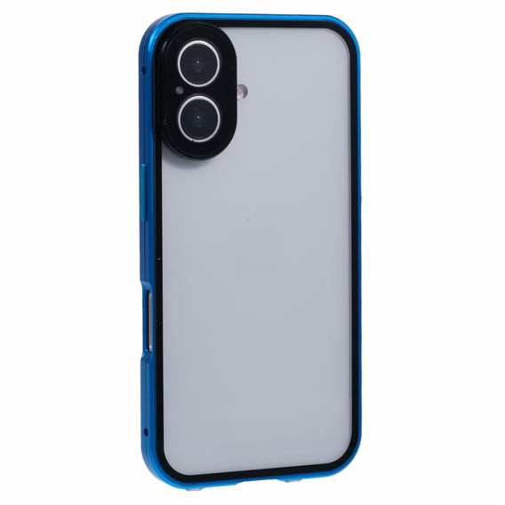 Husa pentru iPhone 16, Magnetic Dual Glass, albastru