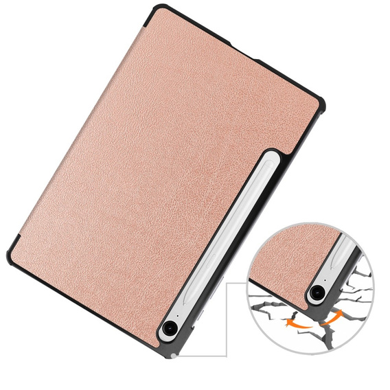 Husă pentru Samsung Galaxy Tab S9 FE, Tri-fold, roz rose gold