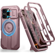 Husă blindată pentru iPhone 16 Pro, Dexnor CamProtect MagSafe, roz (Două rame)