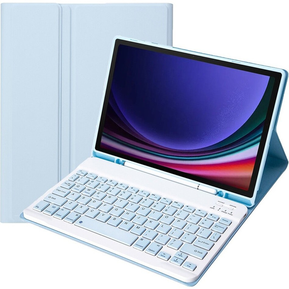 Carcasă + tastatură Samsung Galaxy Tab S9, Leather Pen Slot, caz albastru