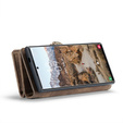 Husă CASEME pentru Samsung Galaxy S25 Ultra, Retro Leather Wallet, cu curea de umăr, maro