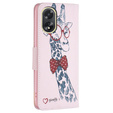 Cu clapetă pentru Oppo A38 4G / Oppo A18 4G, Wallet, Giraffe roz