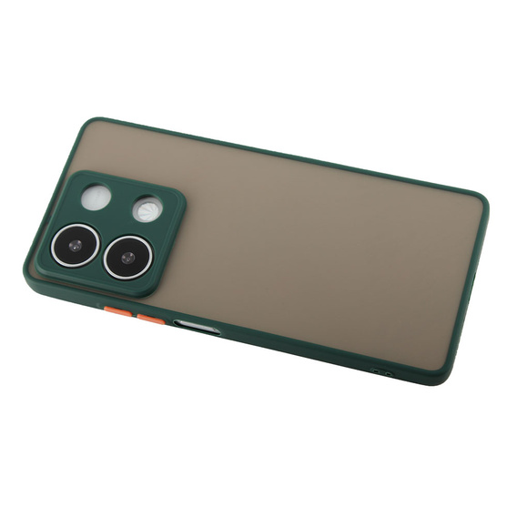 Carcasă din silicon pentru Xiaomi Redmi Note 13 5G, cu protecție pentru camera foto, transparent / verde + sticlă călită 9H