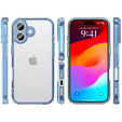 Husă pentru iPhone 17, cu capac pentru cameră, transparentă cu margini albastre