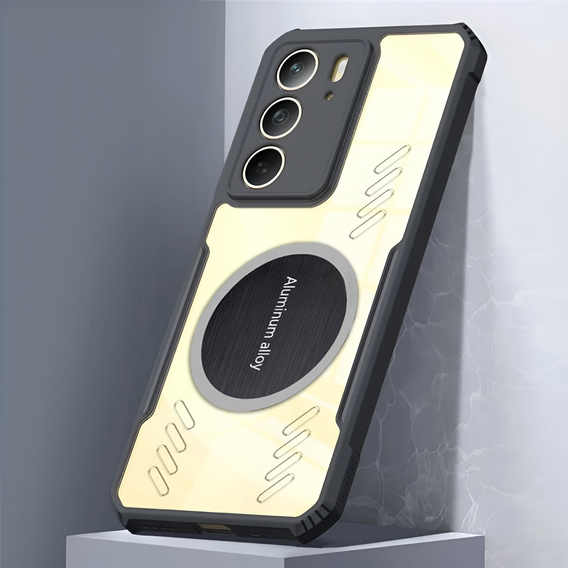 Carcasă pentru Realme 14X / Realme C75, cu placă magnetică, transparent / negru