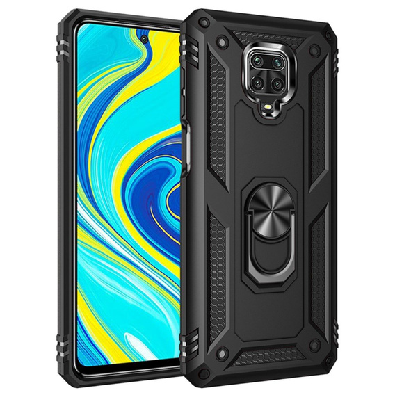 Husă blindată pentru Xiaomi Redmi Note 9S / 9 Pro, Nox Case Ring, negru