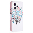 Cu clapetă pentru Motorola Moto G53 5G / G23 / G13, Wallet, colorful tree, alb