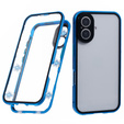 Husa pentru iPhone 16, Magnetic Dual Glass, albastru