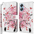 Cu clapetă pentru Oppo A17, Wallet Light Spots Decor, tree, alb