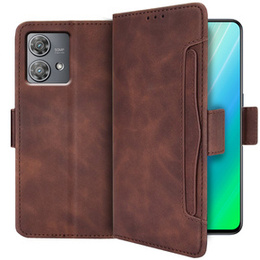 Cu clapetă pentru Motorola Edge 40 Neo, Card Slot, maro