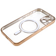 Husă pentru iPhone 14, Electro MagSafe, de aur + Sticlă pentru ecran
