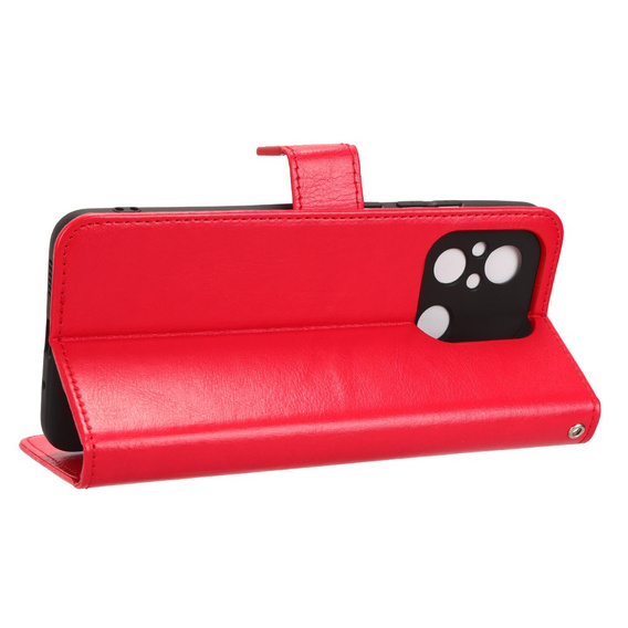 Cu clapetă pentru Xiaomi Redmi 12C, Crazy Horse Wallet, roșu