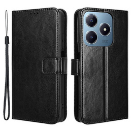 Cu clapetă pentru Realme C61, Crazy Horse Wallet, negru