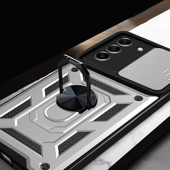 Husă blindată pentru Samsung Galaxy S23, CamShield Slide, de argint