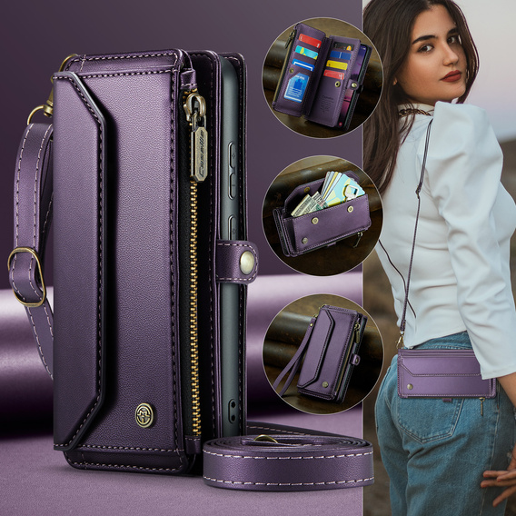 Husă din piele CASEME RFID pentru Samsung Galaxy S26, violet
