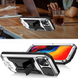 Husă pentru iPhone 14, R-JUST CamShield Slide, armată, de argint / negru