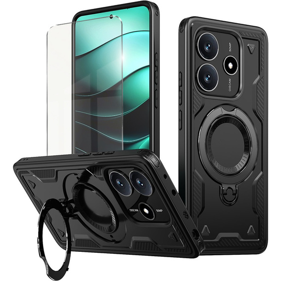 Carcasă pentru Xiaomi Redmi Note 14 5G, Military MagSafe, negru + 9H Glass