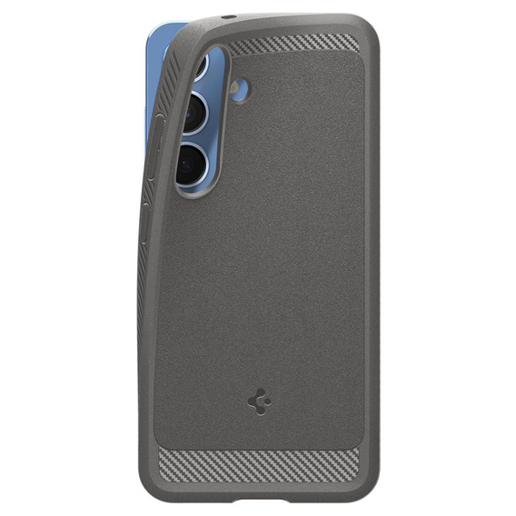 Carcasa Spigen pentru Samsung Galaxy S25, Rugged Armor MagSafe, gri + Tempered Glass 9H