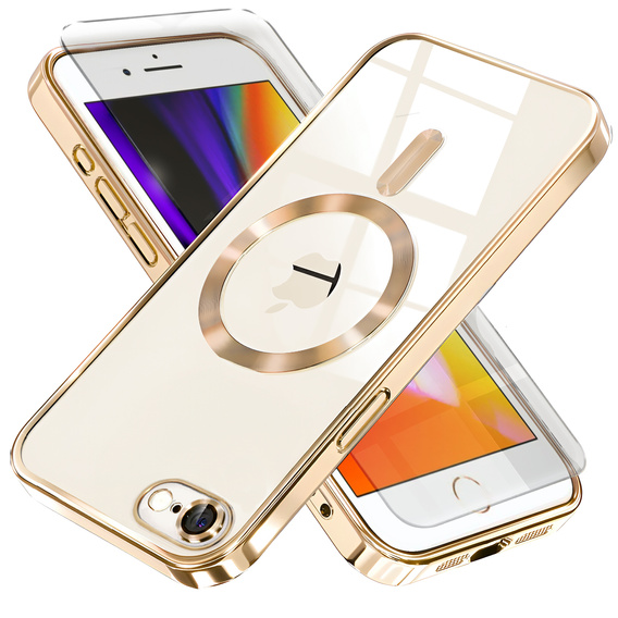 Husă pentru iPhone 7 / 8, Electro MagSafe, de aur + Sticlă pentru ecran