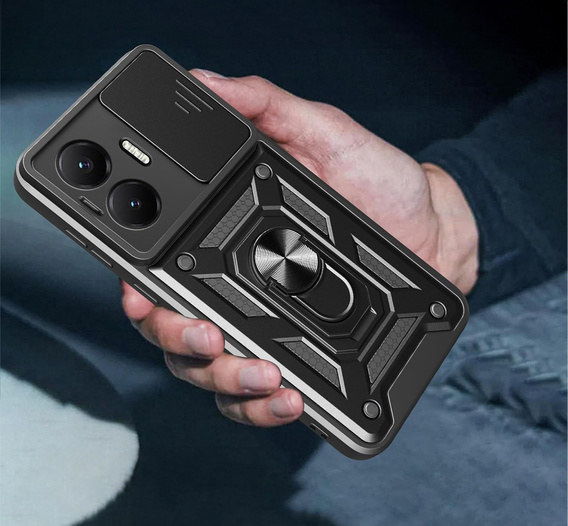 Husă blindată pentru Xiaomi Poco F7, CamShield Slide, negru