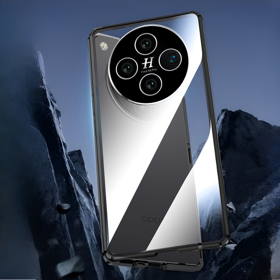 Husa pentru Oppo Find X8 Pro, Magnetic Dual Glass, negru