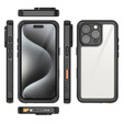 Husă impermeabilă IP68 pentru iPhone 16 Pro, negru