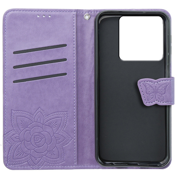 Cu clapetă pentru Xiaomi Poco X6 5G, Butterfly, violet